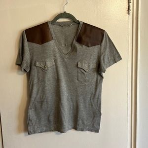 Y2K Dior Leather Shoulder Western T Shirt